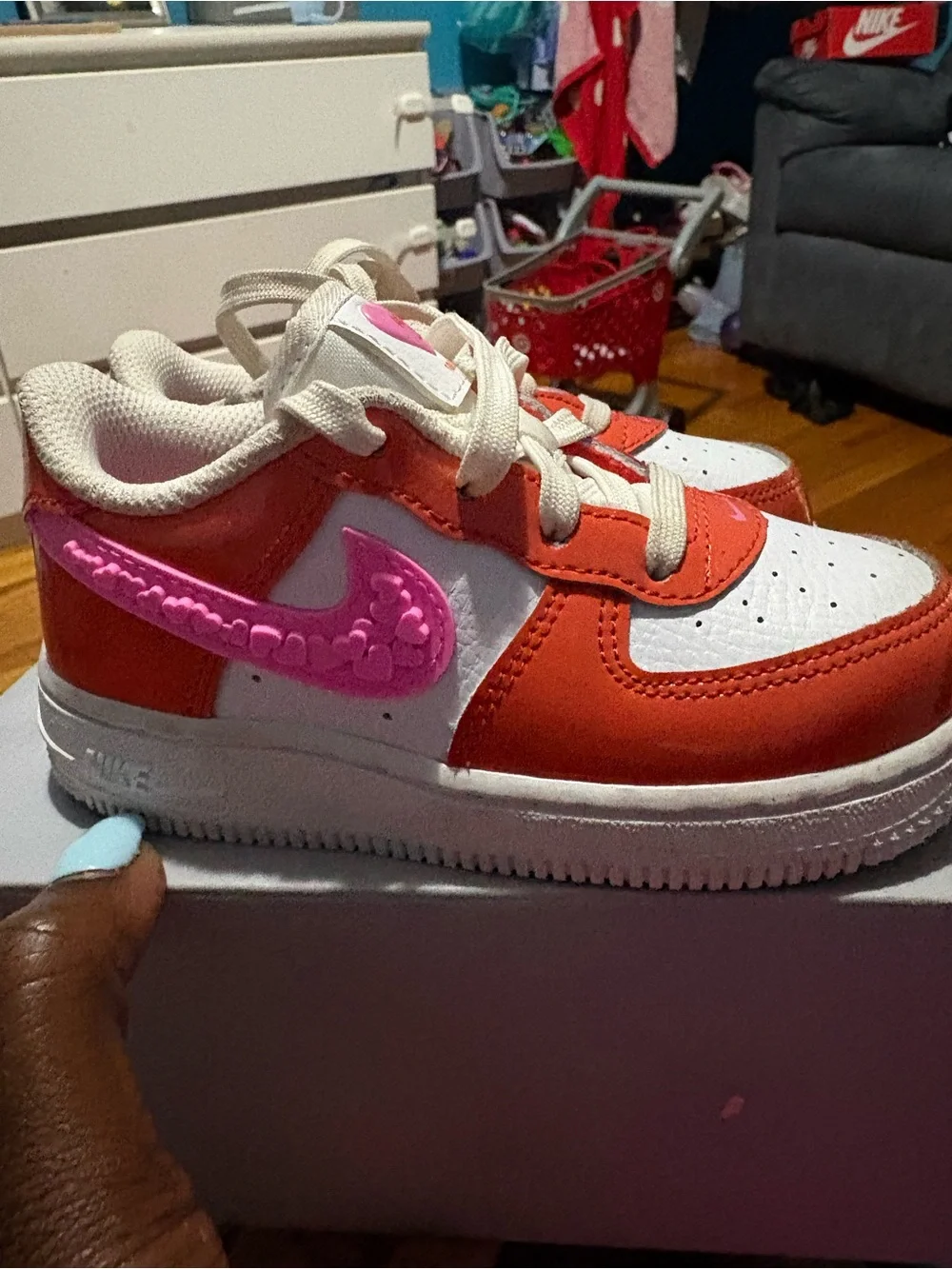 Nike Kids Low-Top Sneakers in Orange, Pink & White